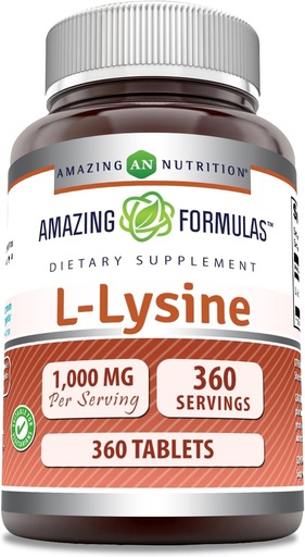 [BRSWG2T5BUDQ4FAV] Amazing Formulas L-Lysine 1000 Mg | 360 Tablets | Dietary Supplement
