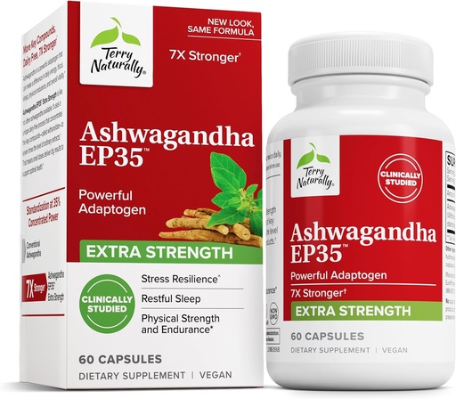 [BRSWYGD5AAHAYCAY] Terry Natural Ashwagandha EP35 Extra Erő - Gyógynövény Supplement for Sleep Support - Segítség egészséges stressz válasz - Endurance & Energy Support - 60 kapszula (60 adag)