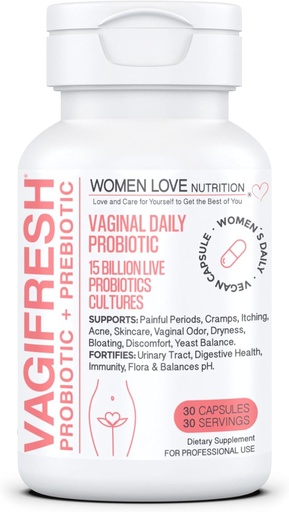 [BRSROCYRCEOWEYAU] VAGIFRESH Vaginal Probiotics, pH Balance, Prebiotics & Lactobacillus. Women's Vaginal Health Supplement - Healthy Vaginal Odor & Flora, 30 Count.