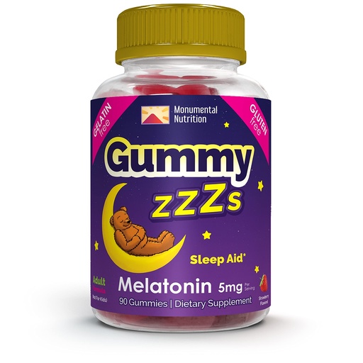 [BRSWGFIYDEFBYE3O] Gummy ZZZs Melatonin - Sleep Gummies 5 mg - Strawberry Flavor - 90 Count - Vegan-Friendly, Gelatin and Gluten Free - Halal and Kosher Certified - Nighttime Gummies for Men and Women