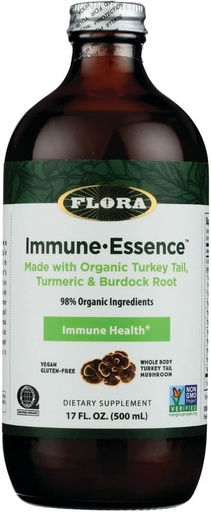 [BRSWYHYTAENREHL6] Flora Health Flor-Essence with Turkey Tail & Turmeric, Rich in Polysaccharides, 35+ Phenolic Compounds with Antioxidants and Immunity Support, 17-fl. oz. Glass Bottle