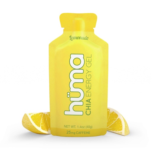 [BRSWIHA2AAHBWFLK] Huma Chia Energy Gel, Lemonade, 12 Gels, 25mg Caffeine - Premier Sports Nutrition for Endurance Exercise