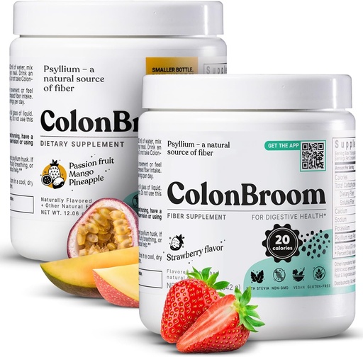 [BRSRMAIPCF4GOGYZ] ColonBroom Psyllium Husk Pulver (Strawberry & Tropical Fruits) - Colon Broom Colon Cleanse for Bloating Relief & Gut Health - Fiber Powder Drink - Vegan, Glutenfrei, Non-GMO Faserpulver Supplement