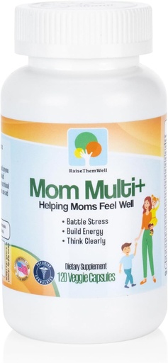 [BRSROGILPMHAA2QV] Raise Them Well Mom Multi+ Daily Multivitamin for Women with Active Folate, Adaptogens & Bacopa, Energy, Stress & Cognitive Support, 120 Veggie Capsules