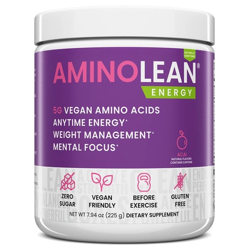 [BRSWGCQ5CN6B4E3K] RSP NUTRITION AminoLean Natural Pre Workout Powder, Sucralose Free Amino Energy with No Artificial Dyes, Vegan BCAAs and Weight Management, Acai, 25 Serv