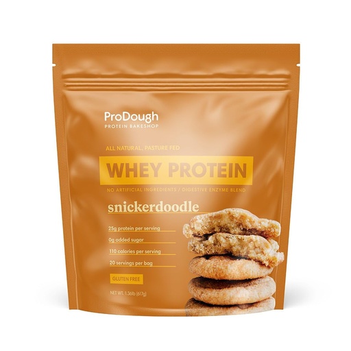 [BRSRMCAOOAHQ23DO] ProDough Gourmet Whey Isolate Hydrolized Protein Powder for Shake Mix- Easy Digest Enzyme Blend, 25g Protein per Serving, Natural Ingredients, Gluten Free, Keto Friendly (Snickerdoodle)