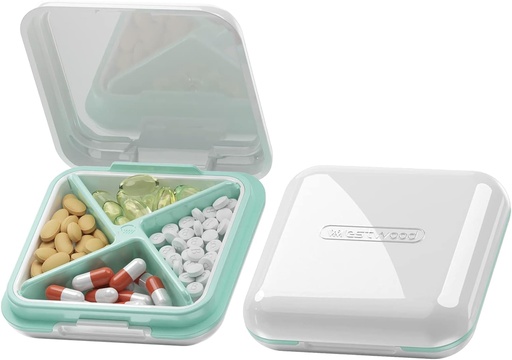 [BRSW2ZACOYHRS2YU] DUBSTAR Pill Case, Small Pill Box - Waterproof Portable Daily Small Pill Case for Purses Pocket Compact Travel Medicine Holder for Vitamins, Fish Oils, Supplements, Medication (White)