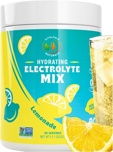 [BRSWGCAYARYRAGQ2] Electrolyte Powder - Zero Sugar Lemon Hydration Mix 124; 90 Servings;