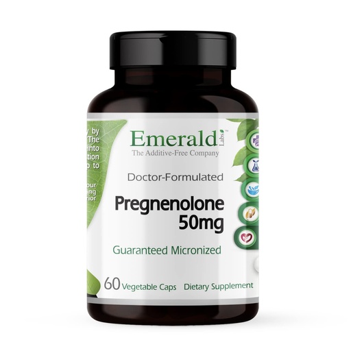 [BRSWIZYZOMIQYCDE] EMERALD LABS Pregnenolone 50mg - Premium Wellness Supplement to Help Brain Health, Immune Support & Hormonal Balance - Gluten-Free - 60 Vegetable Capsules (30-Day Supply)