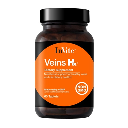 [BRSWI2QLAINAO3TE] Invite Health Veins Hx® - Supports Veins and Circulatory Health - Contains Vitamin C, Citrus Bioflavonoids, Horse Chestnut Seed, Gotu Kola, Bilberry Fruit - 60 Tablets