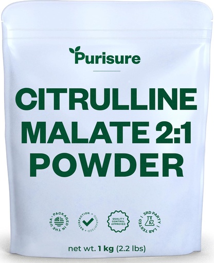 [BRSWGEDYBZ6AOHI6] Purure L Citrulline Matetela 2: 1 Powder, 1 kg, suplementaris i Nitrat per al rendiment de força i energia, Pre-Sorckout L Arginine L Citrulline Powder, 334 Servings
