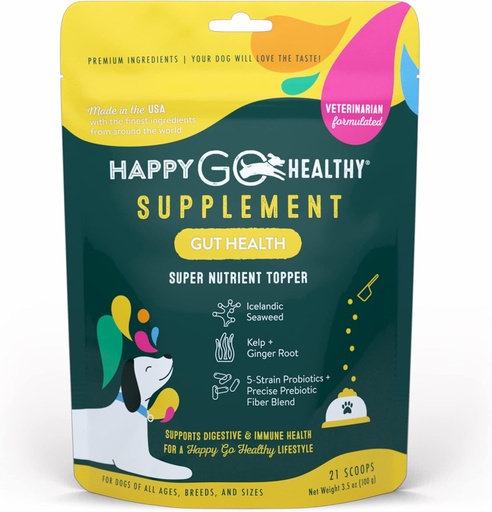 [BRSRMYICBUDREADK] Dog Gut Health Probiotics Supplement | Improves Digestive Health and Immune System Support for Dogs and Puppies | All Natural Ingredients Tasty Kibble Dog Food Topper | 21 Count Pack