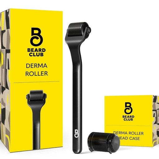 [BRSROFA2PIAQGF3L] The Beard Club Premium Derma Roller for Face, Body and Scalp - Microneedling Roller for Men and Women with 540 Titanium Microneedles - for Hair & Beard - Weighted Metal Handle - Magnetic Storage Case