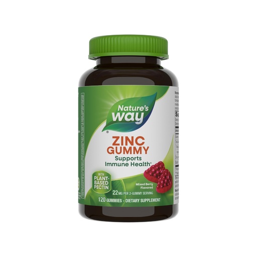 [BRSWYAA5OADRQHTX] Nature's Way Zinc Gummies, Immune Support Gummy with 100% Daily Value of Zinc per 1-Gummy Serving*, Adults & Kids 9+, Gluten Free, Plant-Based Pectin, Mixed Berry Flavored, 120 Gummies