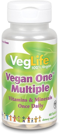 [BRSWIYTYCUOAK23Y] VegLife Vegan One 멀티 아이언 무료 Vegan 태블릿, 60 카운트