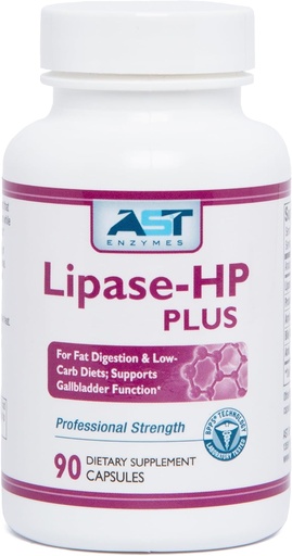[BRSWKEA4OB6WCCLK] AST Enzymes Lipase-HP Plus – 90 Vegetarian Capsules - Digestive Enzymes for Fatty Foods – Keto Diet Digestive Enzyme Formula
