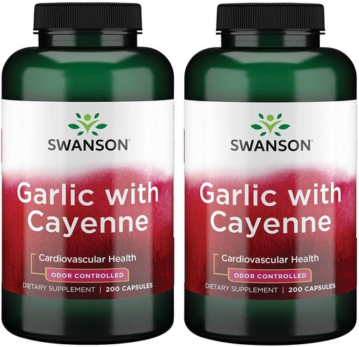[BRSWGAAPOIDWYFDV] Swanson Garlic with Cayenne 200 Capsules (2 Pack)
