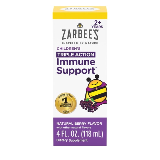 [BRSWGGL3CVYBADTJ] Zarbee's Elderberry Syrup for Kids, Daily Immune Support with Vitamin C & Zinc, Childrens Liquid Supplement, Natural Berry Flavor, 4 fl oz