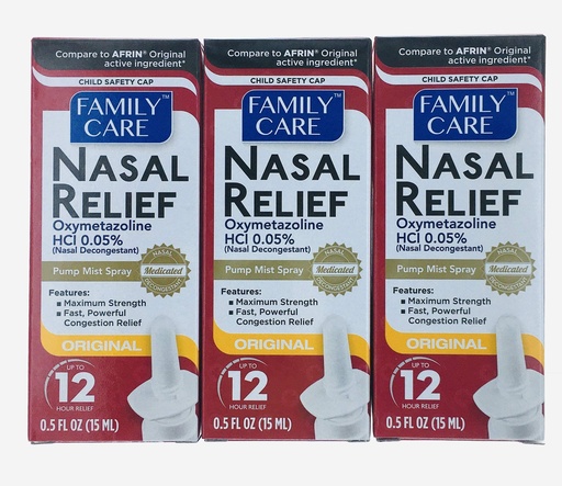 [BRSWECQBDIHA2E32] Family Care Nasal Relief Pump Mist Spray .5OZ [ Pack of 3 ]