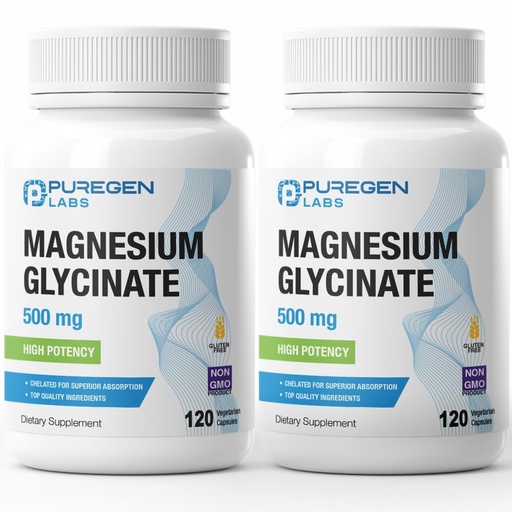 [BRSRMCQPBF6Q4GTH] Magnesium Glycinate 500mg [High Potency] Veggie Caps, Chelated for Superior Absorption, Non-GMO, NO Gluten and Dairy, Gentle on Stomach | Total 240 Capsules