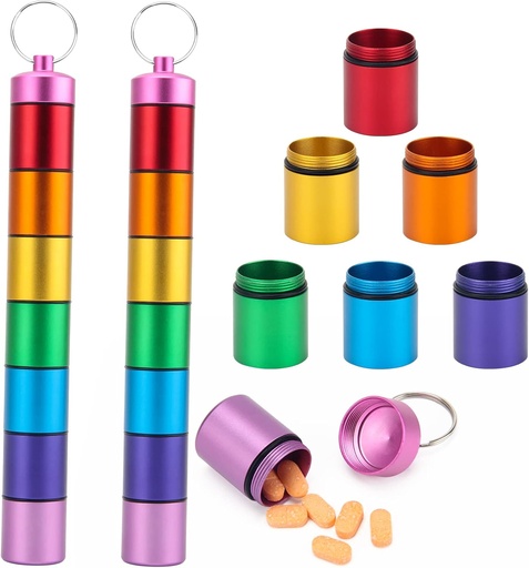 [BRSRMZL3C4BQIG37] Small Portable Pill Case Keychain, Windpeed 7 Days Pill Box Holder Weekly Storage Container Case for Travel Medicineמארגנת, Waterהוכחה & Reusable (7 Colors)