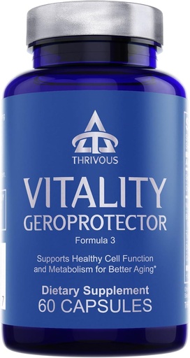 [BRSROFQ2BUNGAD3U] Thrivous Vitality Geroprotector – Metabolic & Cellular Support Supplement with Berberine, Nicotinamide Riboside, Mirtoselect Blueberry, Resveratrol & CoQ10 – 60 Vegan Capsules