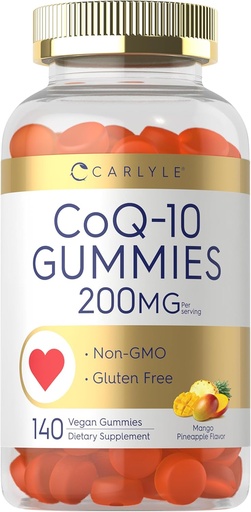 [BRSRMYD4CIBGGCYY] Carlyle CoQ10 200 mg Gumies - 140 Grāfis / Mango Ananass Flavor / Vegan, Bez GMO, bez lipekļa Papildinājums