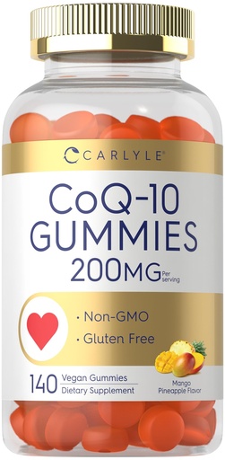 [BRSRMYD4CIBGGCYY] Carlyle CoQ10 200 mg Gummies | 140 Count | Mango Pineapple Flavor | Vegan, Non-GMO, Gluten Free Supplement