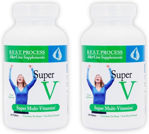 [BRSW2AYPCJ7QOFY3] SuperV (2 Pack) Best Process AlkaIine — Energizing & Detoxifying Multivitamin — Vitamins & Minerals with Digestive Enzymes, Superfoods and Herbs