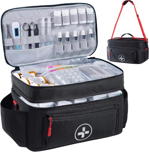 [BRSROYIRAF5AMF3G] BAGSFY Travel Medicine Bag Organizer, Medical Bag Empty, Pill Bottle Organizer for Home, Large Medication Storage, Travel Carrying Case First Aid Kit Bags Empty, Emergency Kit.
