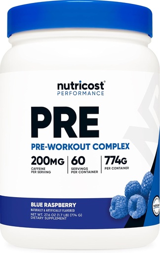 [BRSROHACCR7B6H3P] Nutricost Pre- Workout Complex Powder (60 Służenia, Błękitna Malina) - Suplement do ćwiczeń z Beta- Alanina, Tauryna i Amino Kwasy