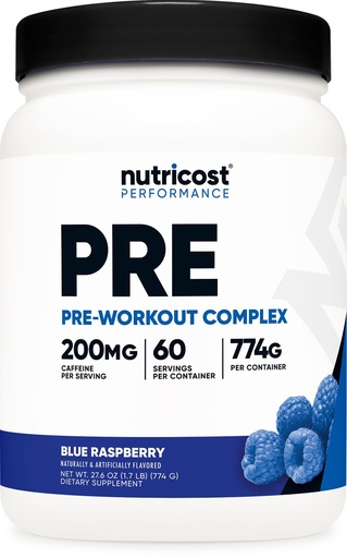 [BRSROHACCR7B6H3P] Nutricost Pre-Workout Complex Powder (60 Servings, Blue Raspberry) - Pre-Workout Supplement with Beta-Alanine, Taurine & Amino Acids