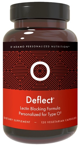 [BRSRMYDYCR5RSG3B] D'Adamo Personalized Nutrition Deflect Lectin Blocker (Blood Type O) - 120 Vegetarian Capsules. Metabolism Booster. Immune Support. Made in The USA.