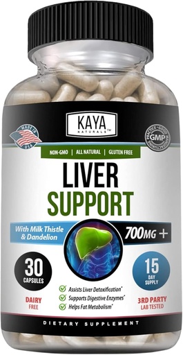 [BRSRM235CJ5BGG3J] Kaya Naturals Liver Cleanse Detox " Repair - Milk Thistle Supplement - Liver Detox for Women and Men - Artichoke Extract and Dandelion Root Capsules - 30 Count