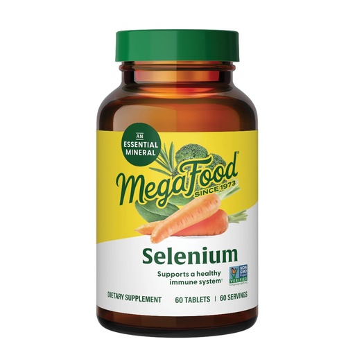 [BRSWIYT3PMDBSDT2] MegaFood Selenium - Selenium 50 mcg - Supplement with Food & Herb Blend - Immune Support - Vegan, Non-GMO - Made Without 9 Food Allergens - 60 Tablets (60 Servings)