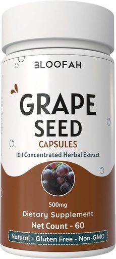 [BRSROCARB4CAAD3K] Grape Seed Capsules 500mg | 10:1 Concentrated Extract | Natural Herbal Supplement | Non-GMO, Gluten-Free | Grape Seed Powder for Daily Wellness (60 Count (Pack of 1))