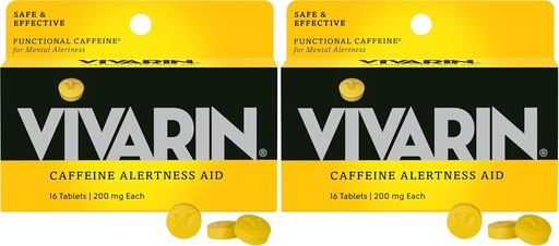 [BRSRAY3ROYGQO33L] Vivarin, Caffeine Pills, 200mg Caffeine per Dose, Safely and Effectively Helps You Stay Awake, No Sugar, Calories or Hidden Ingredients, Energy Supplement, 16 Tablets (Pack of 2)
