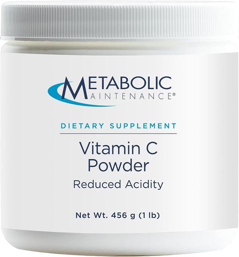 [BRSWIYQHAEPBUE32] Metabolic Maintenance Pure Vitamin C Powder - 1100 mg Premium Ascorbic Acid & Sodium Ascorbate Antioxidant Supplement for Immune Support & Adrenal Health - Gluten-Free (1 lb / 456g)