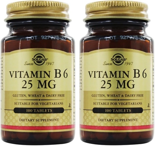 [BRSROBL6OIFR6CLK] SOLGAR Vitamin B6 25 Mg, 100 Tablets, 100 Count (Pack of 24)