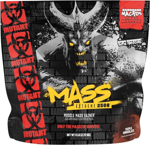 [BRSW2FD4BF4BOCQU] Mutant Mass Extreme Gainer – Whey Protein Powder – Bygg muskelstørrelse og styrke – høy tetthet ren kalorier (trippel sjokolade, 6 lbs)