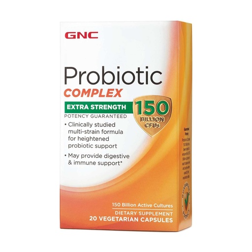 [BRSWGZAOOAHW2AA2] GNC Probiotic Complex Extra Strength with 150 Billion CFUs, 20 Capsules, Daily Probiotic Support