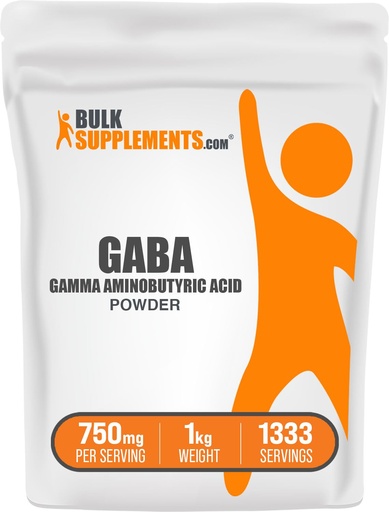 [BRSWIF36C4PAE3LE] BulkSupplements.com GABA Powder - Gamma Aminobutyric Acid, GABA Supplement, Amino Acid Supplement - Gluten Free, 750mg per Serving, 1kg (2.2 lbs) (Pack of 1)