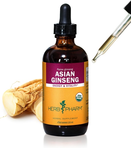 [BRSWIYTYOZ5REHLU] Herb Pharm Asian (Panax) Ginseng Liquid Extract for Energy and Stamina Support - 4 Ounce