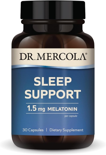 [BRSROGQCAV4GO2TO] Dr. Mercola Sleep Support with Melatonin, 1.5mg Melatonin Por Serving, 30 Servings (30 Capsules), Suplemento dietético, Supports Healthy Sleep and Mental Focus, Non-GMO