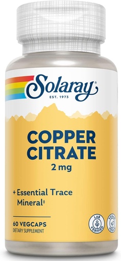 [BRSWIYQYCB6RYDLK] Solaray Biocitrate Copper Supplement, 2mg | 60 Count