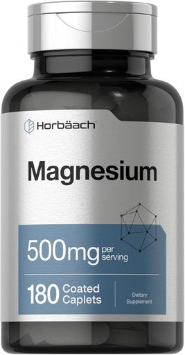 [BRSRM2Q5OZ7BU3Q3] Horbäach Magnesium 500mg + 180 Caplets → 蔬菜、非GMO 和 Gluten 免费补充品