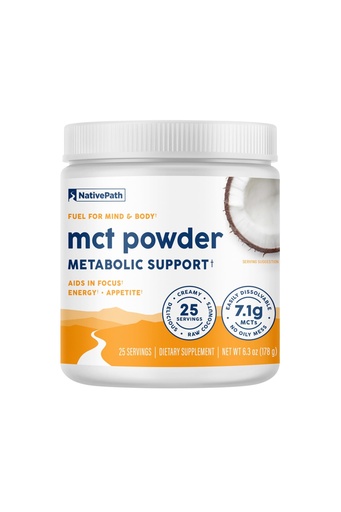 [BRSRAFL5PMFRQDLZ] NativePath MCT Oil Powder Supplement - Unflavored MCT Powder with Keto-Friendly C8 MCTs. Free of Dairy, Gluten and GMOs, 25 Servings
