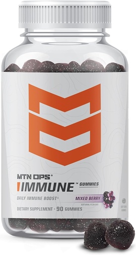 [BRSROGQRBANWC3Y3] MTN OPS Immune Gummies Immune Support Supplement, 90 Gummies with Elderberry & Aronia Berry Immune Booster for Adults, Mixed Berry Flavor & Naturally Gluten Free