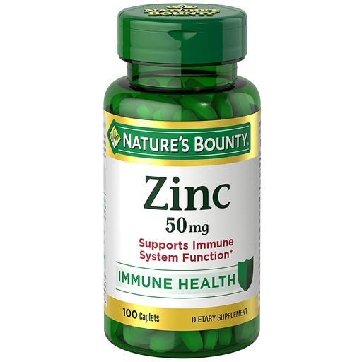 [BRSWK2YBBQMRW3A5] Nature's Bounty Zinc 50 mg Caplets, Unflavored, 100 Count, Pack of 2