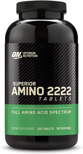 [BRSWIZTYBMCGYGTK] Optimum Nutrition Superior Amino 2222 Tablets, Complete Essential Amino Acids, EAAs, 320 Count